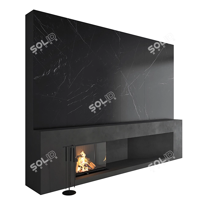 Modern Wall Fireplace Set 51 3D model image 2