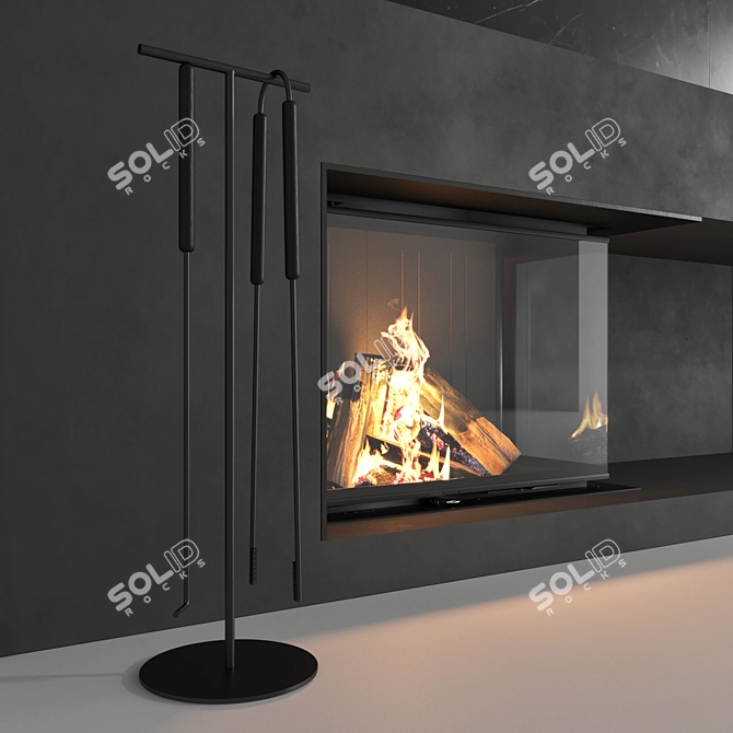 Modern Wall Fireplace Set 51 3D model image 5