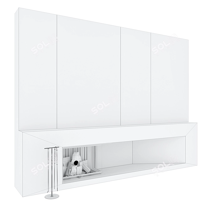 Modern Wall Fireplace Set 51 3D model image 6