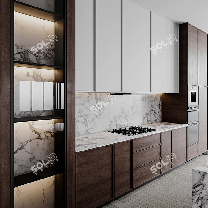 Adjustable Modern Kitchen Design 3D model image 4