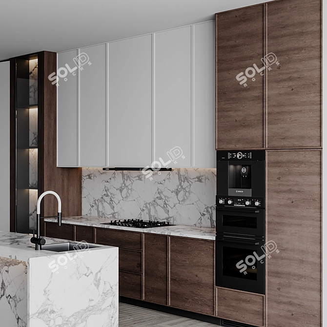 Adjustable Modern Kitchen Design 3D model image 5