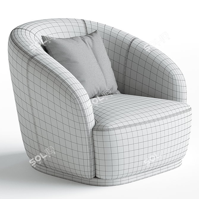 Luxurious CLUB Armchair in Microfiber 3D model image 3