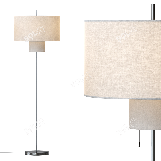 Two-Tier Textile Floor Lamp 3D model image 1