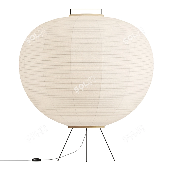 Contemporary Paper Lantern Light Fixture 3D model image 2