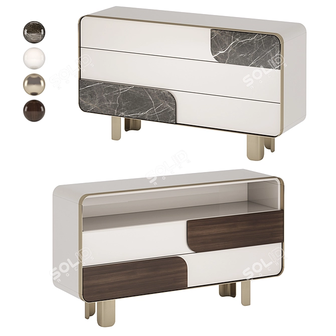 Elegant SOUL Chest Of Drawers 3D model image 1