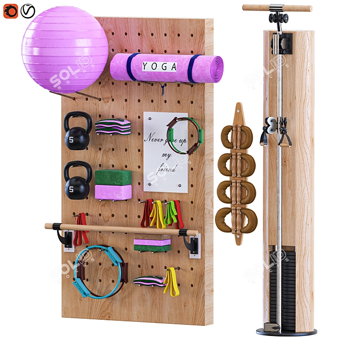 Modern Yoga Sport Equipment Set 3D model image 3