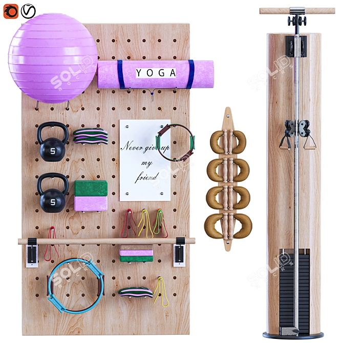 Modern Yoga Sport Equipment Set 3D model image 6