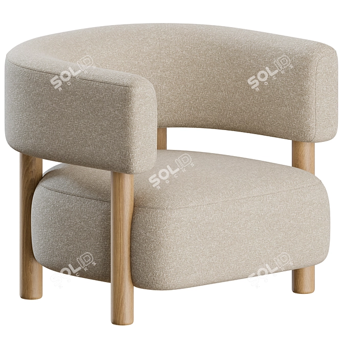 Modern Minimalist N-S03 Armchair Display 3D model image 1