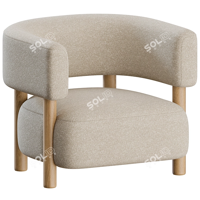 Modern Minimalist N-S03 Armchair Display 3D model image 4