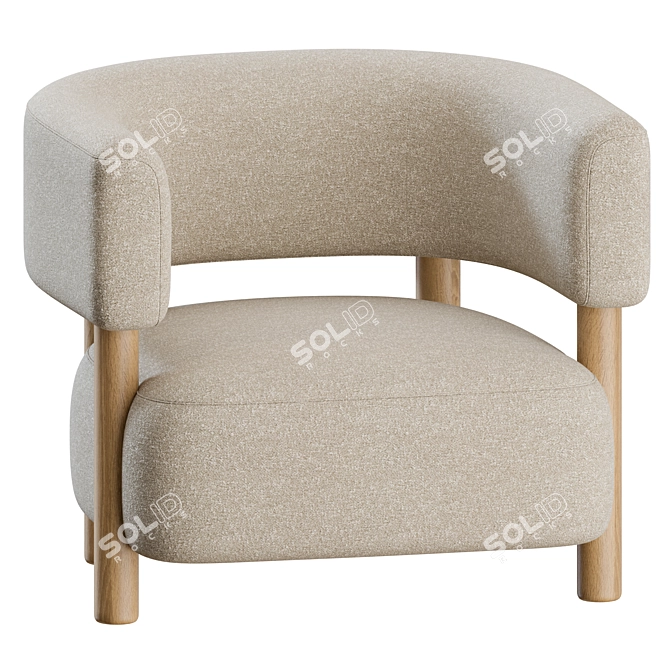 Modern Minimalist N-S03 Armchair Display 3D model image 5