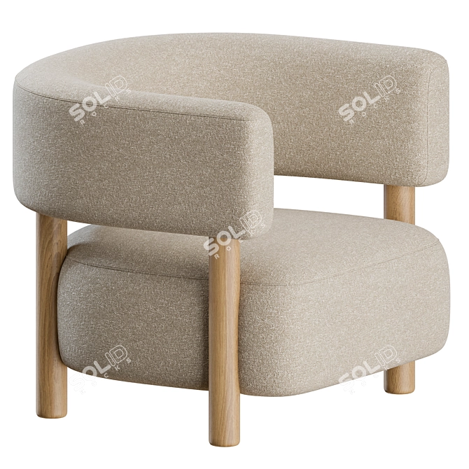 Modern Minimalist N-S03 Armchair Display 3D model image 6