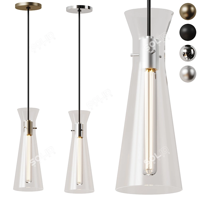 Erlenmeyer-Inspired Modern Transparent Glass Pendant 3D model image 2