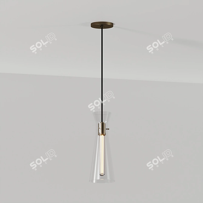 Erlenmeyer-Inspired Modern Transparent Glass Pendant 3D model image 3