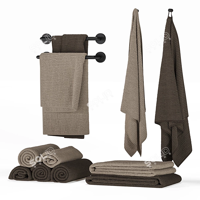 Waffle Towel Set with Accessories 3D model image 2