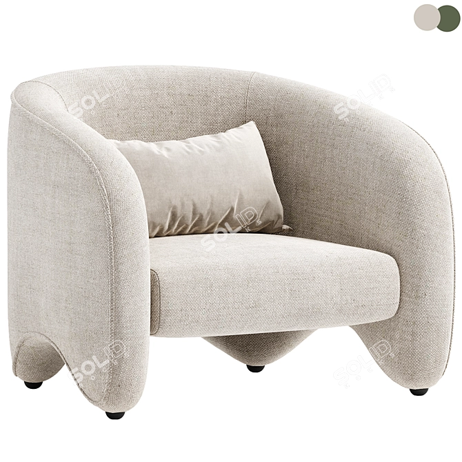 Modern Upholstered Armchair YUZU 3D model image 1