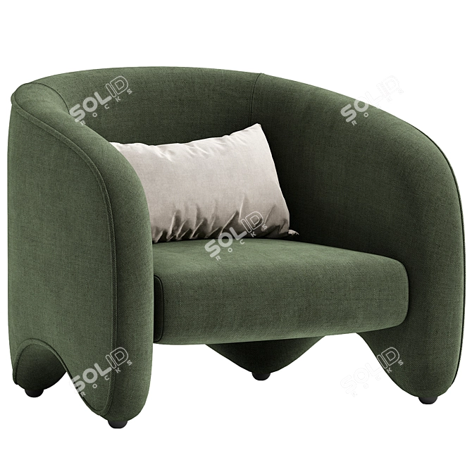 Modern Upholstered Armchair YUZU 3D model image 2