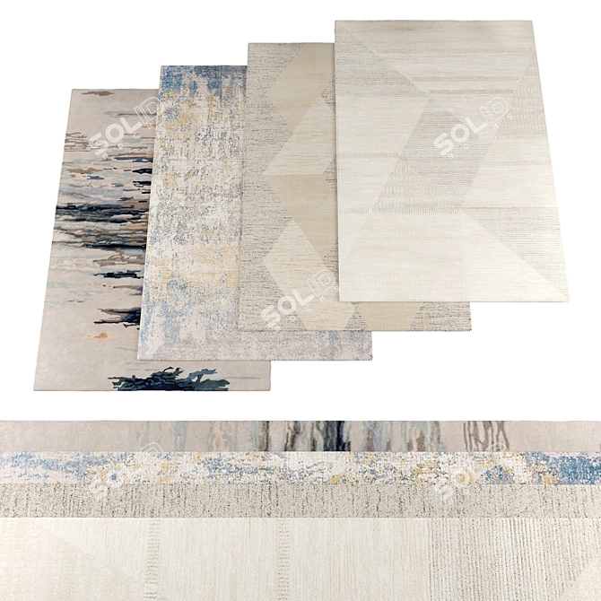 Modern Rugs Bundle: 4 Textures 3D model image 1