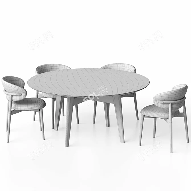 Customizable Leather Chair & Circular Onyx Table 3D model image 6