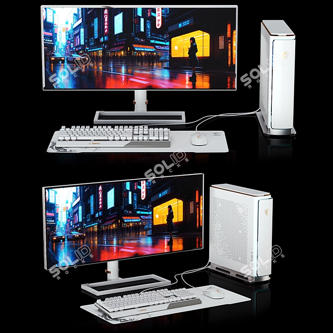 Stylish & Powerful PC Workstation 3D model image 1