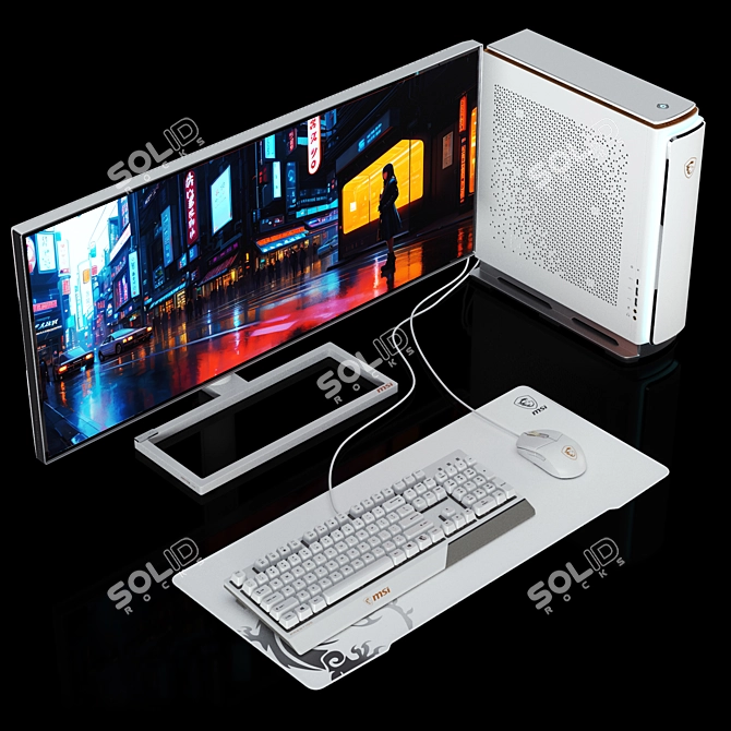 Stylish & Powerful PC Workstation 3D model image 4