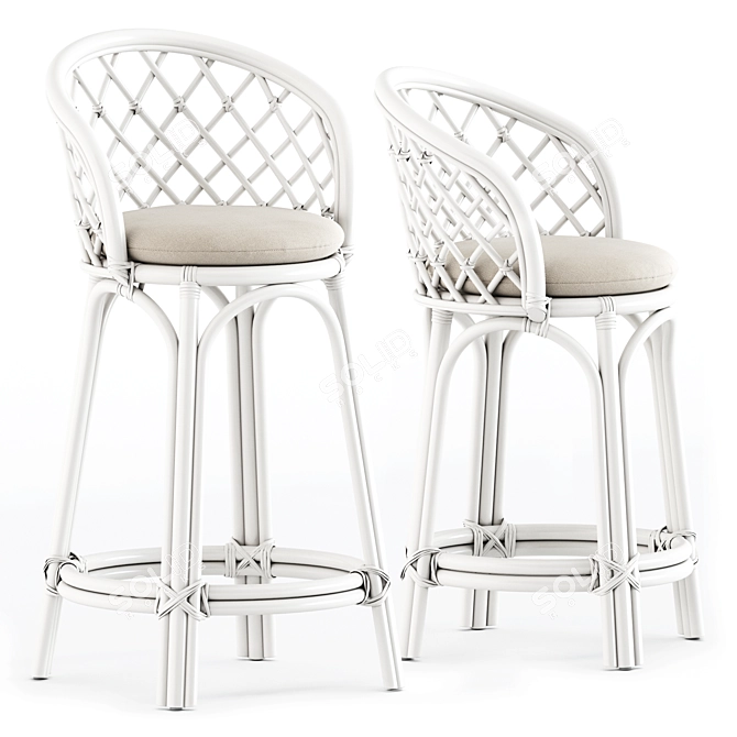 Rattan Criss-Cross Stools Collection 3D model image 1