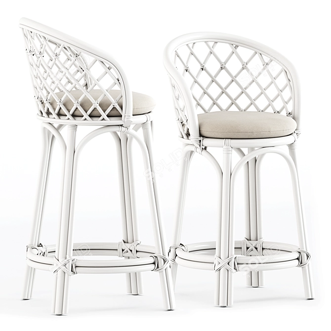Rattan Criss-Cross Stools Collection 3D model image 2