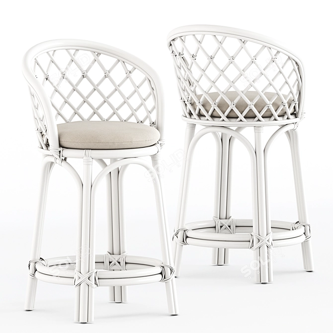 Rattan Criss-Cross Stools Collection 3D model image 4