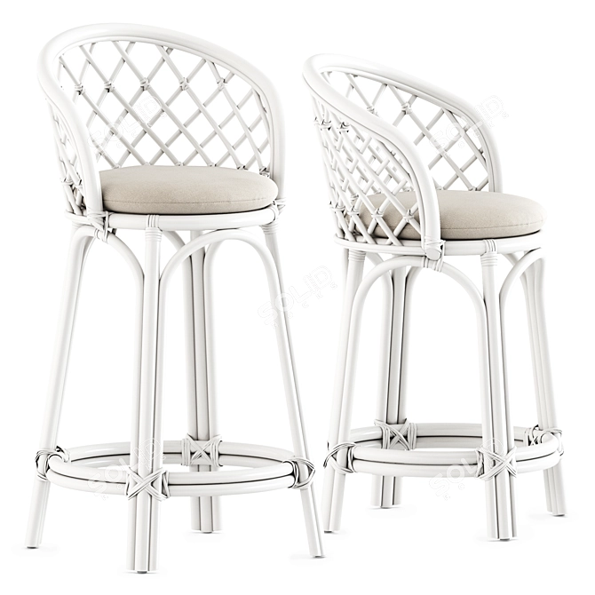 Rattan Criss-Cross Stools Collection 3D model image 8