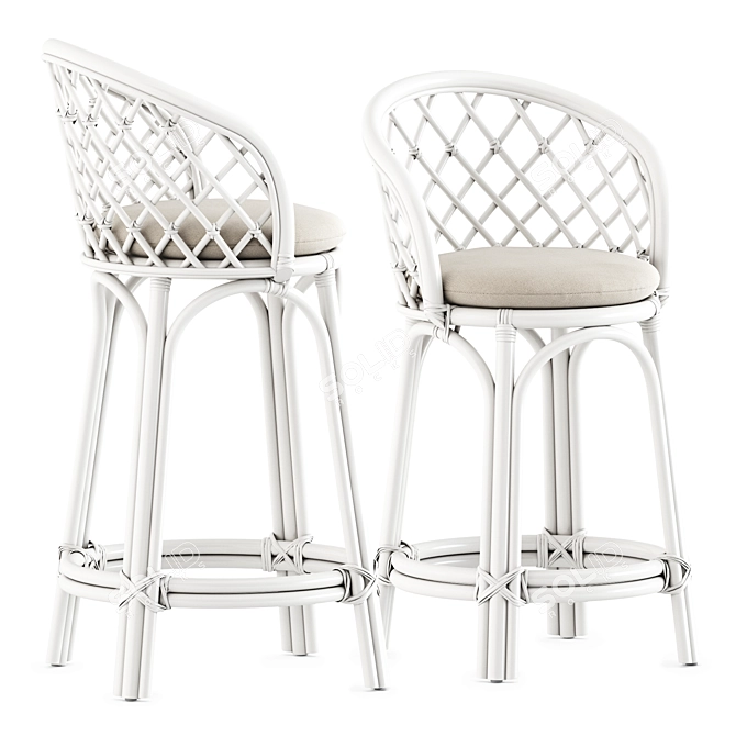 Rattan Criss-Cross Stools Collection 3D model image 9