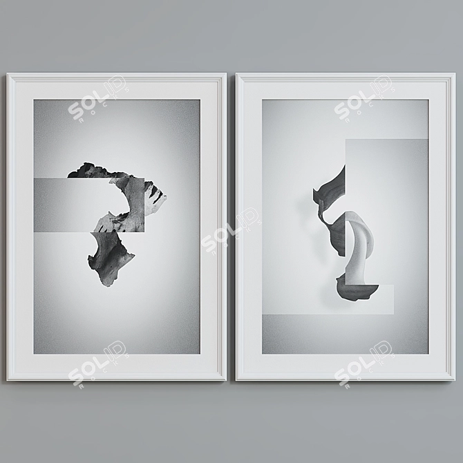 Modern Abstract Picture Frame Set 3D model image 2