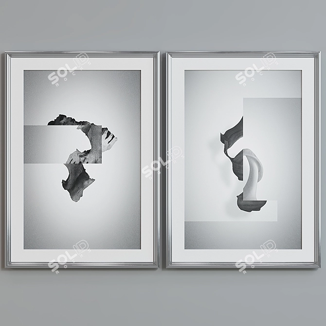 Modern Abstract Picture Frame Set 3D model image 3