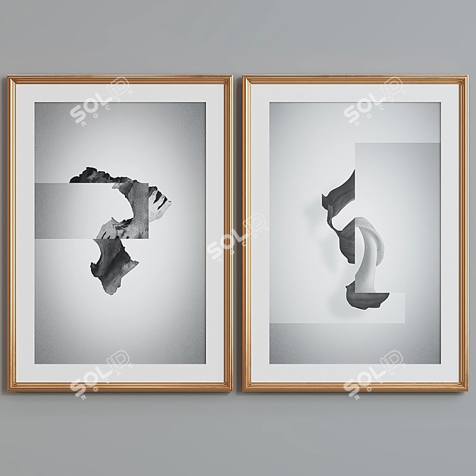 Modern Abstract Picture Frame Set 3D model image 4