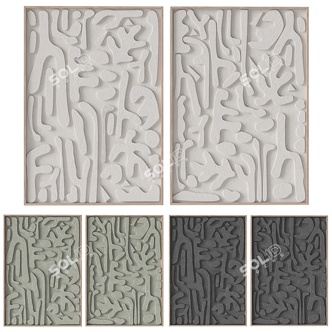 Textured Stone Relief Art Set 3D model image 3