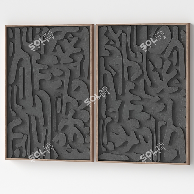 Textured Stone Relief Art Set 3D model image 4