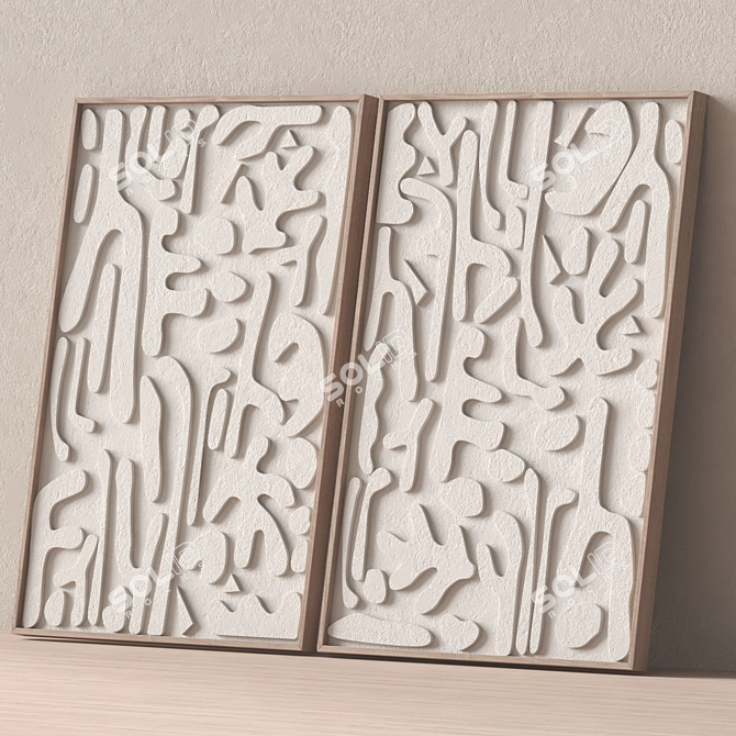 Textured Stone Relief Art Set 3D model image 6