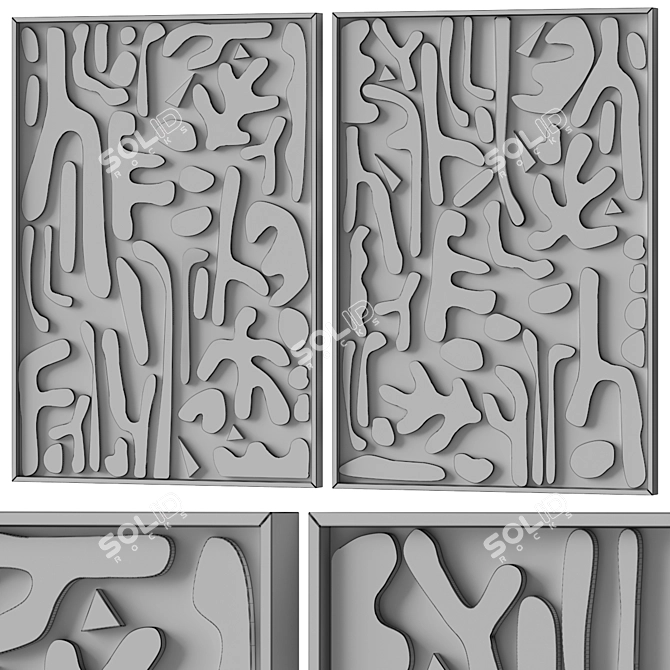 Textured Stone Relief Art Set 3D model image 7