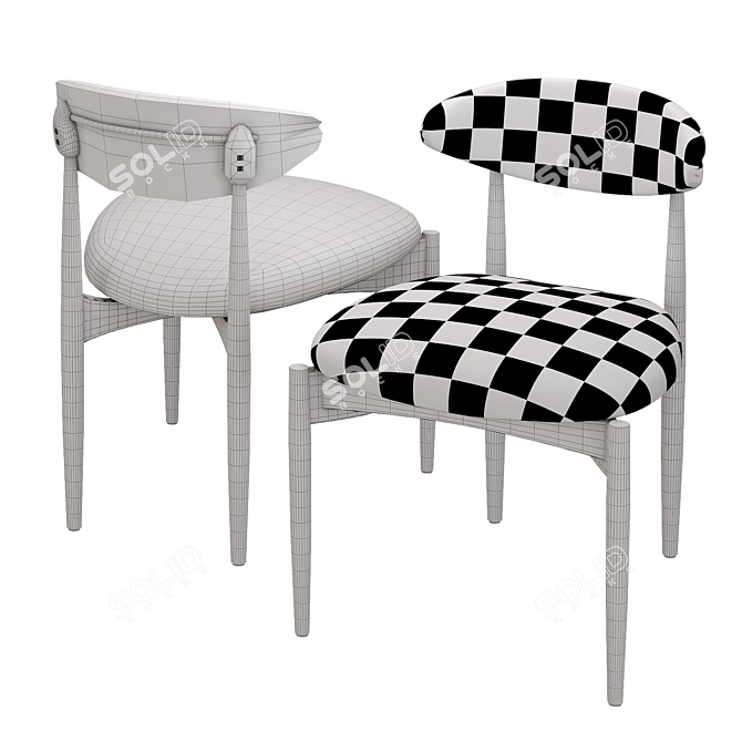 Stylish Leto Dining Side Chair 3D model image 3