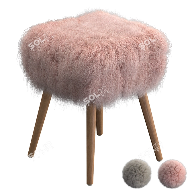 Corner Design Goat Stool 3D model image 1