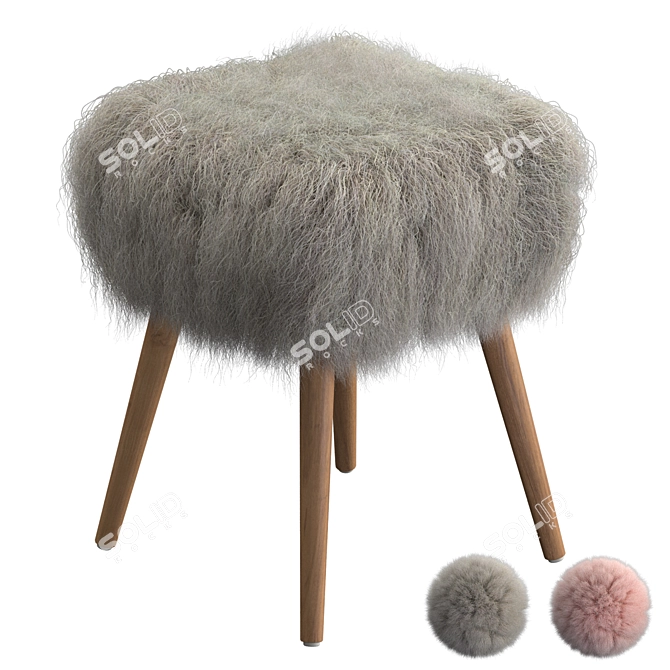 Corner Design Goat Stool 3D model image 2