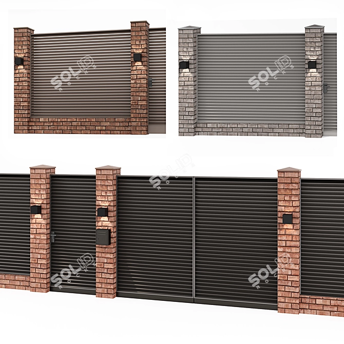 Versatile Privacy Fence Set 3D model image 1