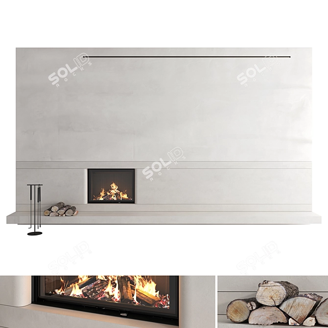 Modern 3D Fireplace Wall Art 3D model image 1