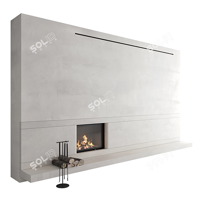 Modern 3D Fireplace Wall Art 3D model image 2