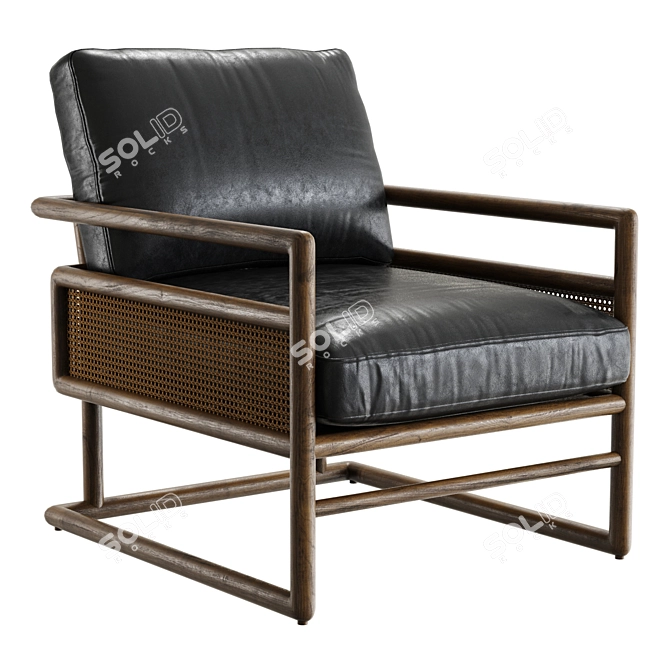 Vintage Black Leather Armchair Model 3D model image 1