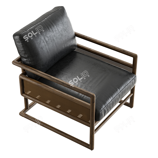 Vintage Black Leather Armchair Model 3D model image 2