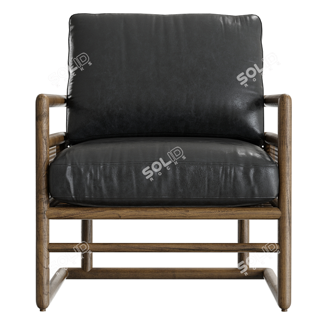 Vintage Black Leather Armchair Model 3D model image 3