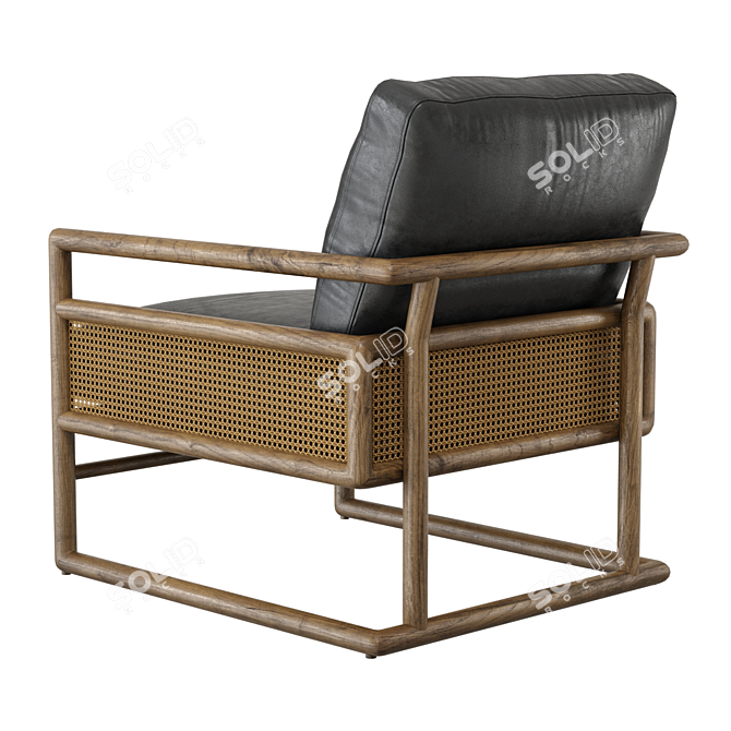 Vintage Black Leather Armchair Model 3D model image 5