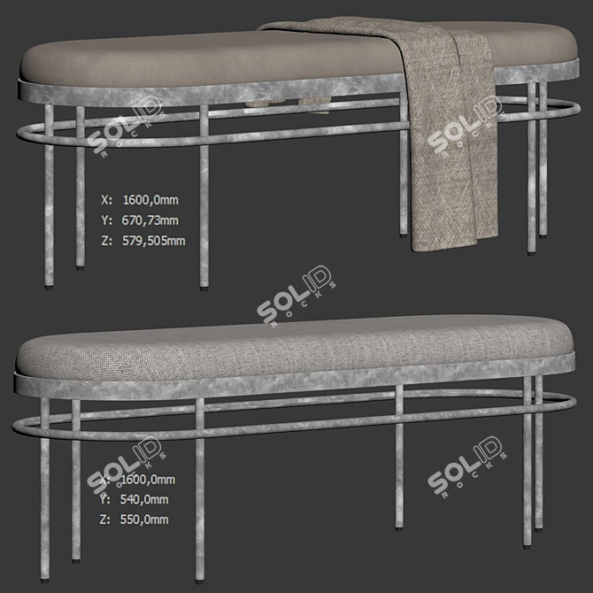 Elegant Sylva Oval Bench_UNSPLIT 3D model image 6