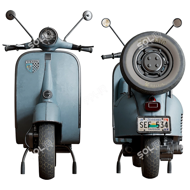 Vintage Italian Vespa Scooter 3D model image 4