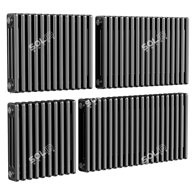 Anthracite 3 Column Horizontal Radiator 3D model image 2