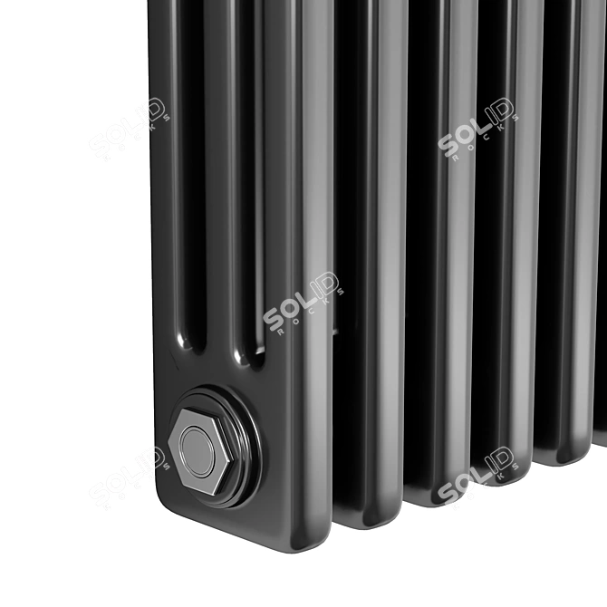 Anthracite 3 Column Horizontal Radiator 3D model image 3